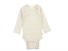Petit Piao simply taupe striped bodysuit